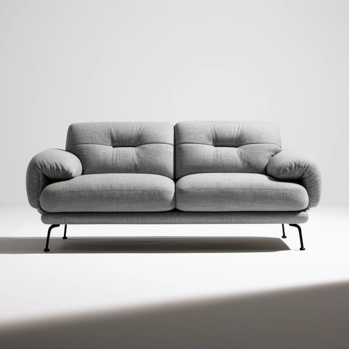 Szara sofa dwuosobowa z poliestrową tapicerką 180 x 90 x 88 cm