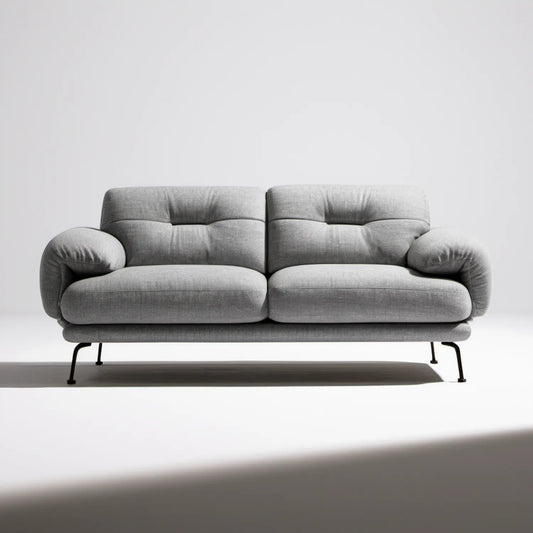 Szara sofa dwuosobowa z poliestrową tapicerką 180 x 90 x 88 cm