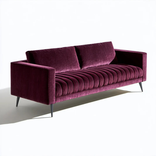 Trzyosobowa sofa z aksamitu poliestrowego Bordowa 220 x 90 x 85 cm