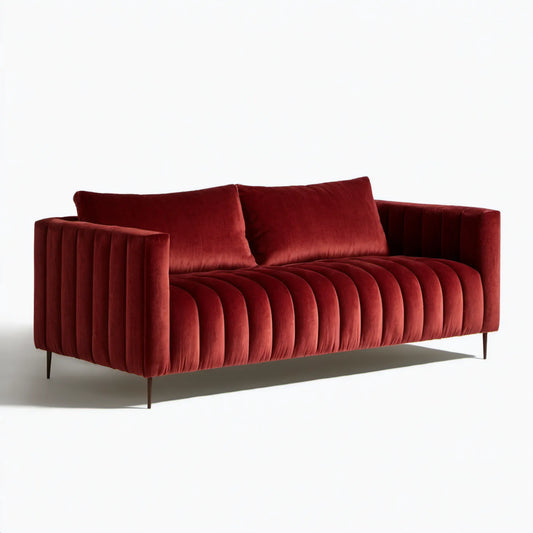 Dwuosobowa sofa z aksamitu poliestrowego bordowa 190 x 90 x 80 cm