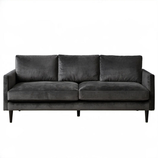 Trzyosobowa sofa z aksamitu poliestrowego ciemnoszara/czarna 200 x 90 x 85 cm