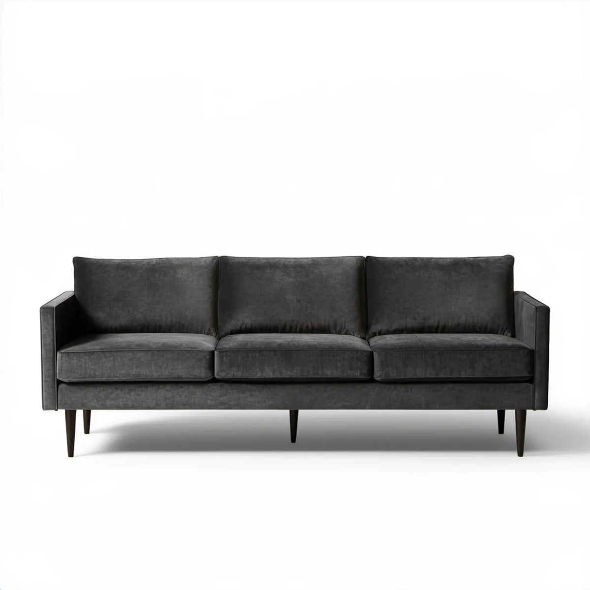 Trzyosobowa sofa z aksamitną tapicerką, antracytowa/czarna, 220 x 90 x 85 cm