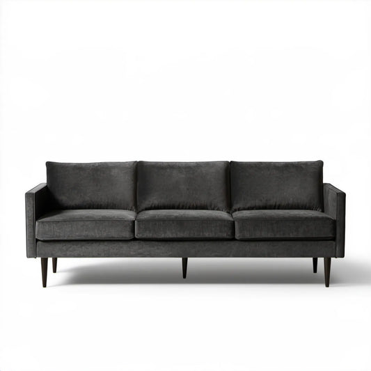 Trzyosobowa sofa z aksamitną tapicerką, antracytowa/czarna, 220 x 90 x 85 cm