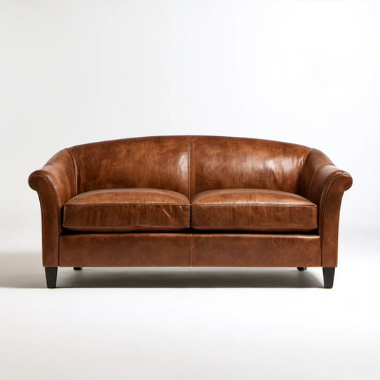 Dwuosobowa sofa ze skóry syntetycznej PU, brązowa/czarna, 160 x 90 x 85 cm