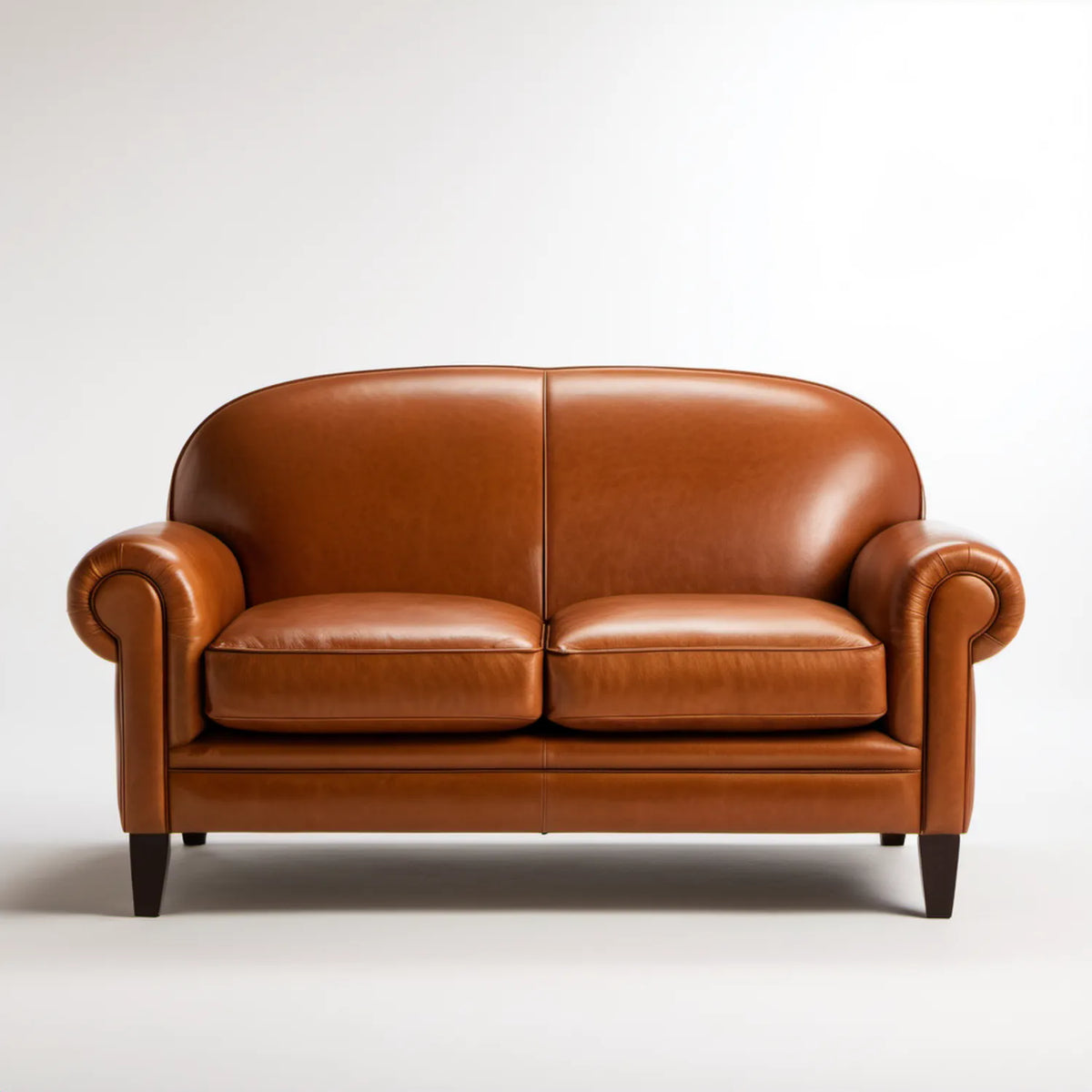 Dwuosobowa sofa z tapicerką PU w kolorze koniakowym, 170 × 90 × 88 cm
