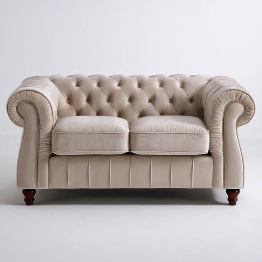 Dwuosobowa sofa Chesterfield beżowa 170 x 90 x 78 cm
