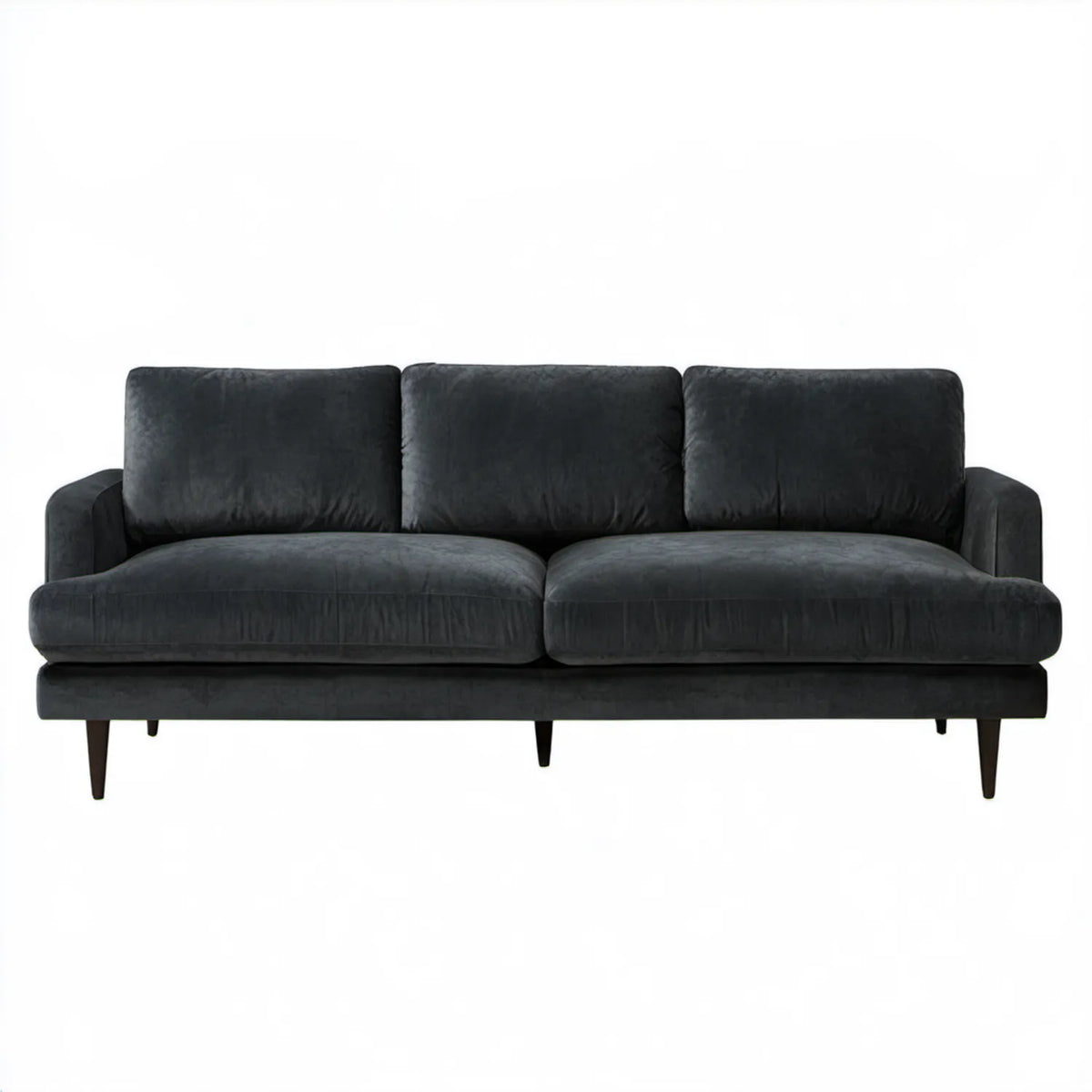 Czarna sofa trzyosobowa z aksamitu poliestrowego 230 x 95 x 85 cm