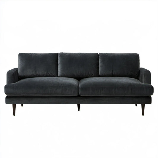 Czarna sofa trzyosobowa z aksamitu poliestrowego 230 x 95 x 85 cm